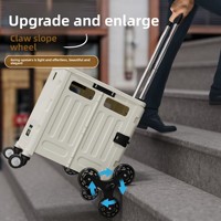Chariot de courses pliable portable en plastique pour la maison, idéal pour les courses, la livraison, le ramassage, la randonnée et le camping en extérieur