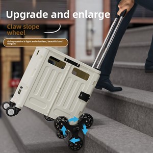 Chariot de courses pliable portable en plastique pour la maison, idéal pour les courses, la <span class=keywords><strong>livraison</strong></span>, le ramassage, la randonnée et le camping en extérieur - Product Image 3