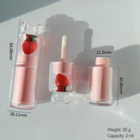 3ml lege lippenbalsem tubes rond, op maat gemaakte private label, aardbei perzik transparante lipgloss tubes met schroefdop, bedrukt logo doosje