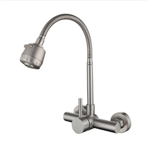 Jboyun Stainless Steel Wall Mounted Kitchen Faucet 2 Handle Ceramic Valve 360 Degree Rotate Modern Style - Product Image 5