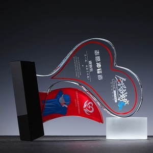 Personalized Full Color Printing <strong>Heart</strong> Glass Crystal <strong>Trophy</strong> MH-NJ0377
