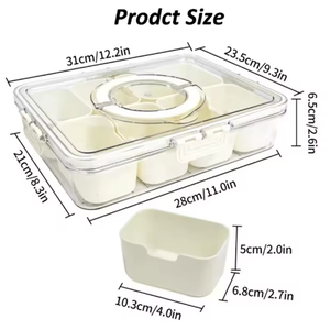 Bandeja de Servir con 4/8 Compartimentos y Tapas, Portátil, para Frutas, Nueces, Dulces, Especias, Caja de Almacenamiento para Refrigerador, Contenedor de Alimentos - Product Image 6