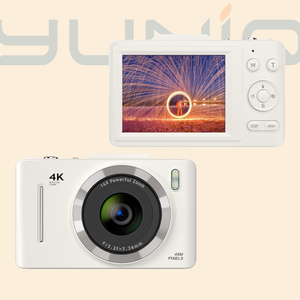 กล้อง Yuniq Anti Shake FHD 1080P ความละเอียดจริง 4KUHD สไตล์วินเทจ พร้อมฟังก์ชั่นอัตโนมัติ หน่วยความจำ 128G แบตเตอรี่ 700 mAh รุ่น 2000s Digital H16 ราคาประหยัด ขนาดเล็ก มินิ สำหรับวีล็อก - Product Image 1