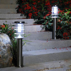 Lámpara Solar de Columna para Jardín, Césped, Villa, Exterior, Hogar, Impermeable, Simple, LED, Acero Inoxidable - Product Image 1