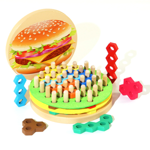 Unisex puzzle 3D in legno giocattolo educativo sensoriale per bambini 5-7 anni Hot Dog colonna Hamburger costruzione blocco incoraggia logico - Product Image 1