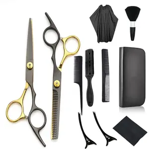 Conjunto de tesouras e pente, para cabeleireiros domésticos, ferramentas planas, tesoura desfiadeira, para corte de cabelo, escova, para casa