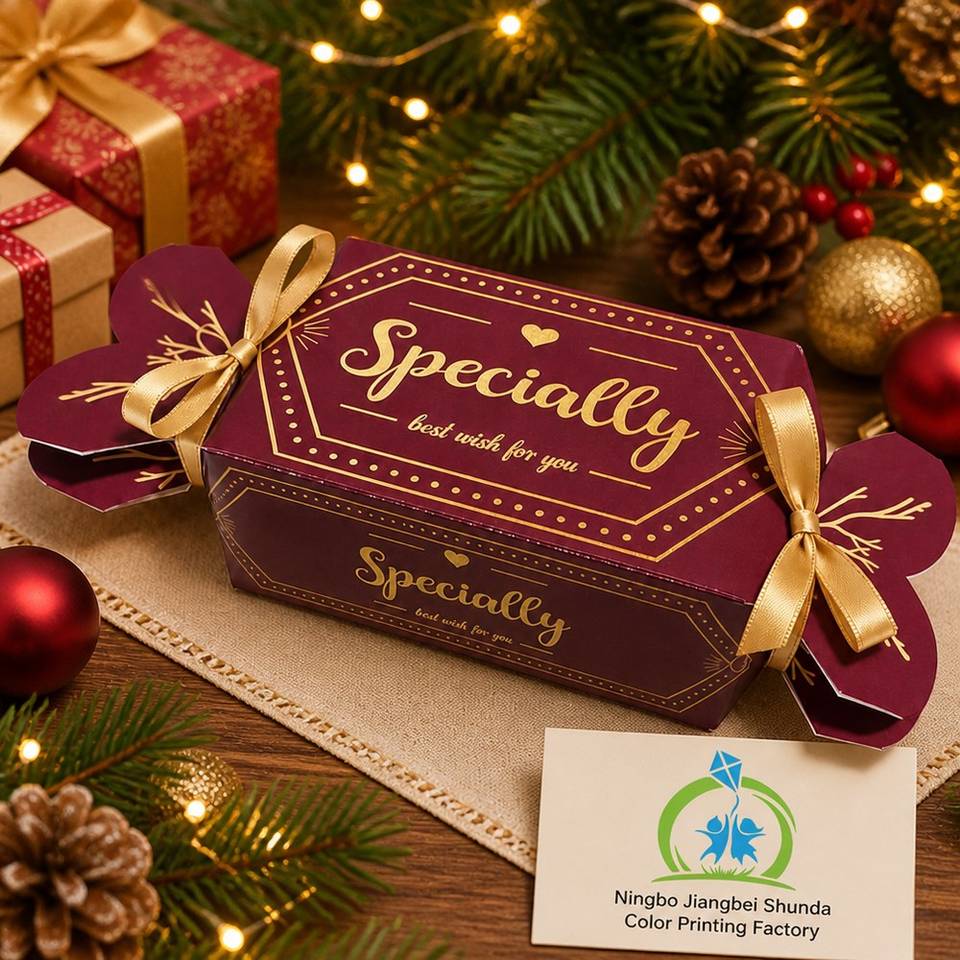 Candy Shaped Paper Gift Box with Ribbon Bow Custom Artwork for Candy ...