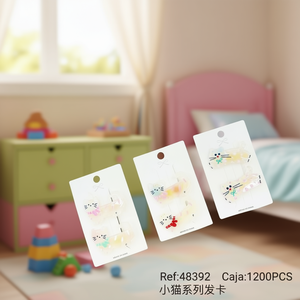 Fermagli per capelli serie Kitten per bambini, design in plastica a forma di cartone animato, per uso quotidiano, confezione in cartone di alta qualità - Product Image 3