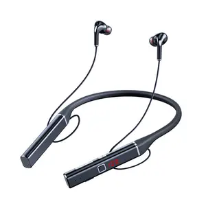 Earphone Tali Leher Olahraga S720, Headphone Nirkabel Display Layar USB Mengurangi Kebisingan Di Telinga S720