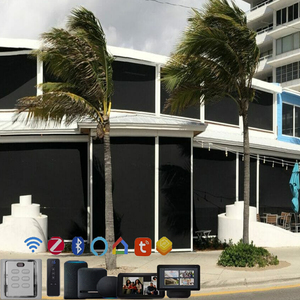 Dễ dàng cài đặt thương mại thân thiện với môi Windproof 95% UV khối hiện đại của nhãn hiệu điện dây kéo ngoài trời ngang Con lăn rèm - Product Image 1