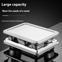 Assiette de séparation de restauration rapide en acier inoxydable 304 exclusive d'Indonésie avec couvercle assiette de repas de cantine pour étudiants adultes écologiques