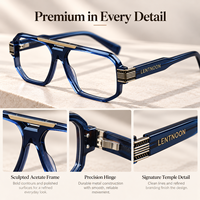 Montures de lunettes en acétate à double pont avec logo personnalisé, style vintage géométrique carré, lunettes optiques artisanales pour verres correcteurs