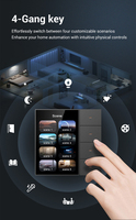 Interrupteur intelligent Zigbee à écran tactile, prise UK, Tuya, 4 interrupteurs, 8 scènes, capteur radar, variateur, interrupteur de rideau pour maison et hôtel F3 Pro