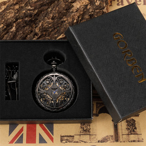 Đồng thau cổ rỗng sáu lá nửa Thợ Săn cơ khí bỏ túi xem với xương hiển thị chữ số La Mã quay số - Product Image 5