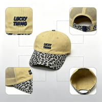 Nouvelle Casquette de Baseball Vintage Américaine Bicolore à Broderie Léopard Hommes Femmes Broderie Lettres Chapeau Papa Vente en Gros