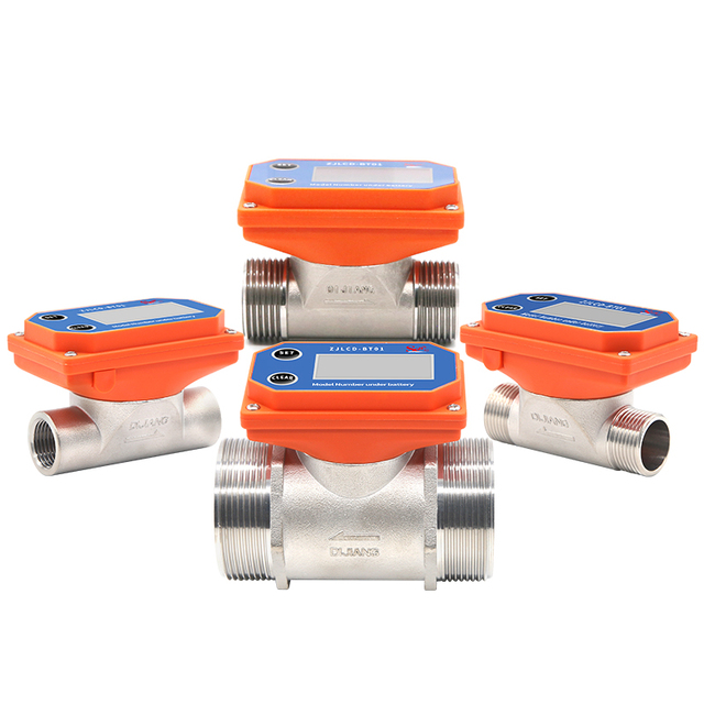 Dijiang Brand Battery Charged Paddle Wheel Turbine Totalizer Counter Flow Meter Stainless Steel Flow Sensor ZJSUS-BT01-DN15-50