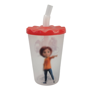 Plastic Cup with Lid and Straw Tumble 2026 New Toys Kids Family Kitchen Toy Promotion Gift Water Drinking 3D Cups Relief Design