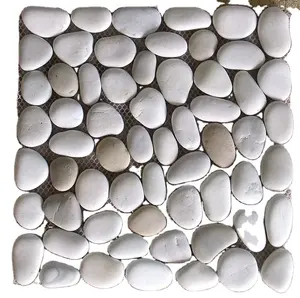 高品质纯白色磨石成品卵石瓷砖