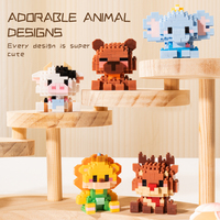 Lot de blocs de construction Micro Diamant Ours Brun Cœur d'agneau 175 pièces, mini briques animales, fournisseur en gros, cadeaux pour enfants