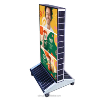 Boîte lumineuse verticale en aluminium à énergie solaire, double face, affichage publicitaire décoratif LED avec capteur de lumière automatique, utilisation commerciale