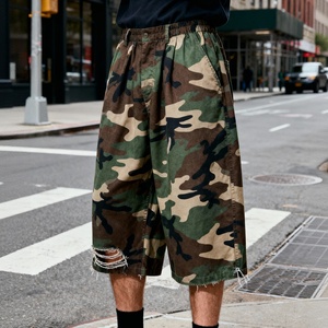 Pantalones Cortos Cargo de Algodón 100% Premium para Hombre, con Logotipo Personalizado, Estampado Camuflaje, de Pierna Ancha, Holgados y Casuales - Product Image 3