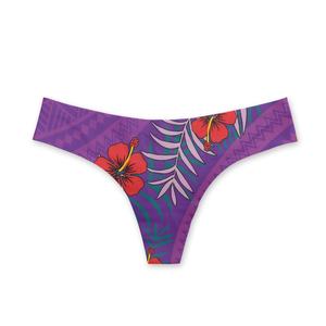 独家定制2025夏季波利尼西亚时尚紫花印花按需短裤性感舒适 - Product Image 3