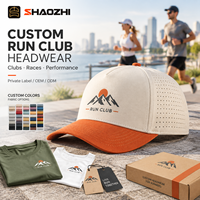 Casquette de course athlétique personnalisée à 5 panneaux, performance optimisée, avec cordon, perforations laser, respirante, résistante à l'eau, logo brodé en relief 3D