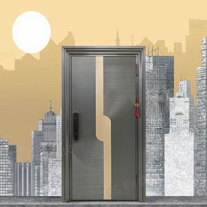 Ensemble Skyland Double porte d'entrée en bois de style français avec pivot en fer forgé en fibre de verre et acier - Product Image 2