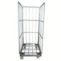 Carro de jaula antivuelco plegable de almacén industrial, carga máxima de 500kg, construcción metálica, estructura cerrada de cuatro ruedas, soporte OEM