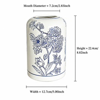 Vase en céramique chinoiserie, vase décoratif floral, décoration vintage pour la maison, centre de table pour salon, salle à manger