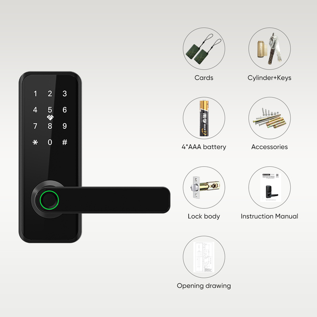 Locstar Electronic Security Sliding Door Lock Phone Password Fingerprint Card Key TTlock Smart Door Lock With Tuya for Home