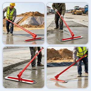 Brosse à béton en acier inoxydable avec lame rouge pour finition de sol, manche en aluminium réglable de 5,4 m - Product Image 5