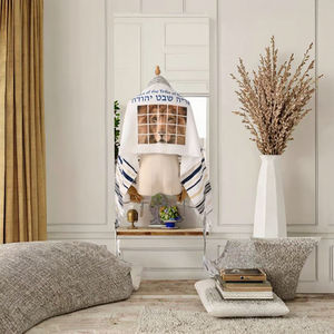 맞춤형 스프링 폴리에스터 잎 패턴 남성용 긴 메시아닉 레드 기도 숄 탈릿 - Product Image 3