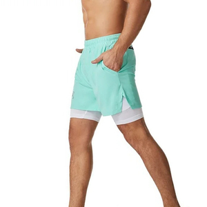 Pantalones Cortos Deportivos de Doble Capa Verde Menta, de Secado Rápido, Elásticos y Transpirables, 2 en 1, para Correr, Gimnasio, Entrenamiento, con Bolsillo Interior para Teléfono, para Adultos y Atletas - Product Image 4