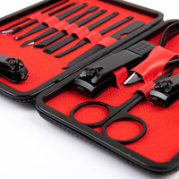 Ensemble de coupe-ongles obliques en acier inoxydable noir de 24 pièces, outil de manucure professionnel pour les doigts et la pédicure