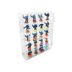 Vergrendeling Aan De Muur Gemonteerde 4 Lagen Speelgoed Opbergdoos Container Vitrine Met Deur Helder Acryl Figuur Display