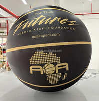 Ornement gonflable géant de basket-ball 3m en taffetas de polyester avec lumières LED et télécommande pour décoration extérieure sur le thème de l'amour