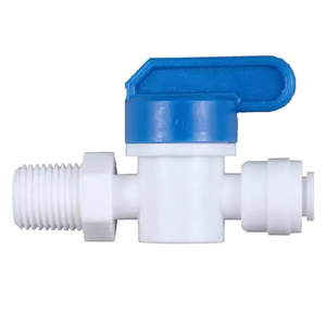 Robinet d'arrêt à filetage BSP 1/4 pouce, raccord de plomberie en plastique à connexion rapide, vanne à boisseau sphérique pour système d'eau <span class=keywords><strong>RO</strong></span> - Product Image 1