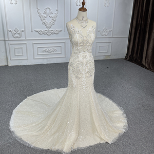 Robes de mariée élégantes en dentelle sirène sans manches pour femmes Jancember 6506 - Product Image 4