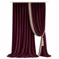 Rideau en velours épais de luxe avec bordure tressée brodée, rideaux occultants vintage français pour salon et chambre à coucher