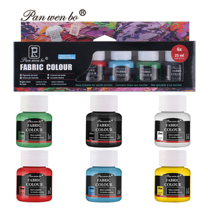 Panwenbo 6 màu vải sơn 25ml không độc hại màu sơn thiết lập đầy màu sắc vải sơn thiết lập cho quần áo - Product Image 1