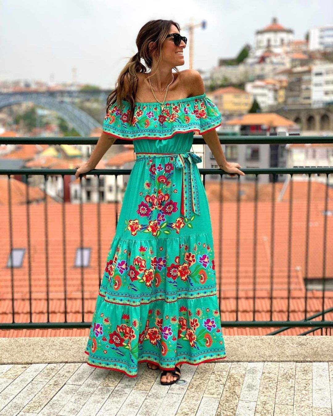 Off the Shoulder Mexican Dress Vintage Hot Sale