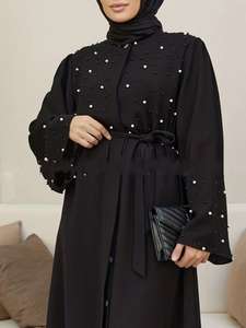 R-360 하이 퀄리티 이슬람 여성의 겸손한 아바야 원피스 말레이시아에서 직접 진주 아름다운 도매 니트 의류 - Product Image 2