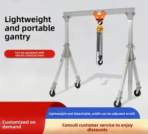 Mini-grue <span class=keywords><strong>portique</strong></span> mobile pliable en aluminium léger 0,5T 1T 2T, grue de levage motorisée portable réglable avec télécommande - Product Image 2