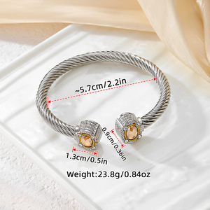 Bracelet en alliage inaltérable en forme de C, micro-incrusté de zircon arc-en-ciel, unisexe, idéal comme cadeau, produit transfrontalier très demandé - Product Image 2