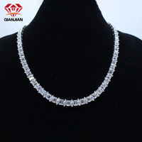 Collier tennis personnalisé à deux pendentifs, taille marquise/baguette, couleur D, moissanite de haute qualité, argent 925, style rappeur