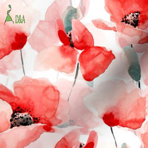 Hermosa acuarela Floral amapolas rojas Jardín Botánico impreso tela 100% tela de rayón para ropa - Product Image 5