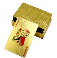 Cartas de jogo de poker laminadas em ouro e prata, laváveis, duráveis, folha de ouro, dólar, euro