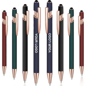 ปากกาสไตลัสอเนกประสงค์แบบสัมผัสนุ่ม 2 in 1 พร้อมโลโก้สั่งทำพิเศษ ปากกาลูกลื่นโลหะสีโรสโกลด์ - Product Image 4