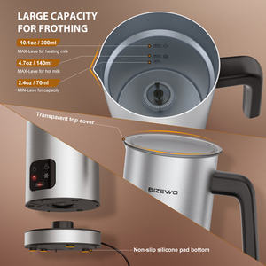 Mousseur à lait électrique BIZEWO en acier inoxydable 4 en 1, mousseur à café, écran tactile, utilisation domestique automatique - Product Image 5